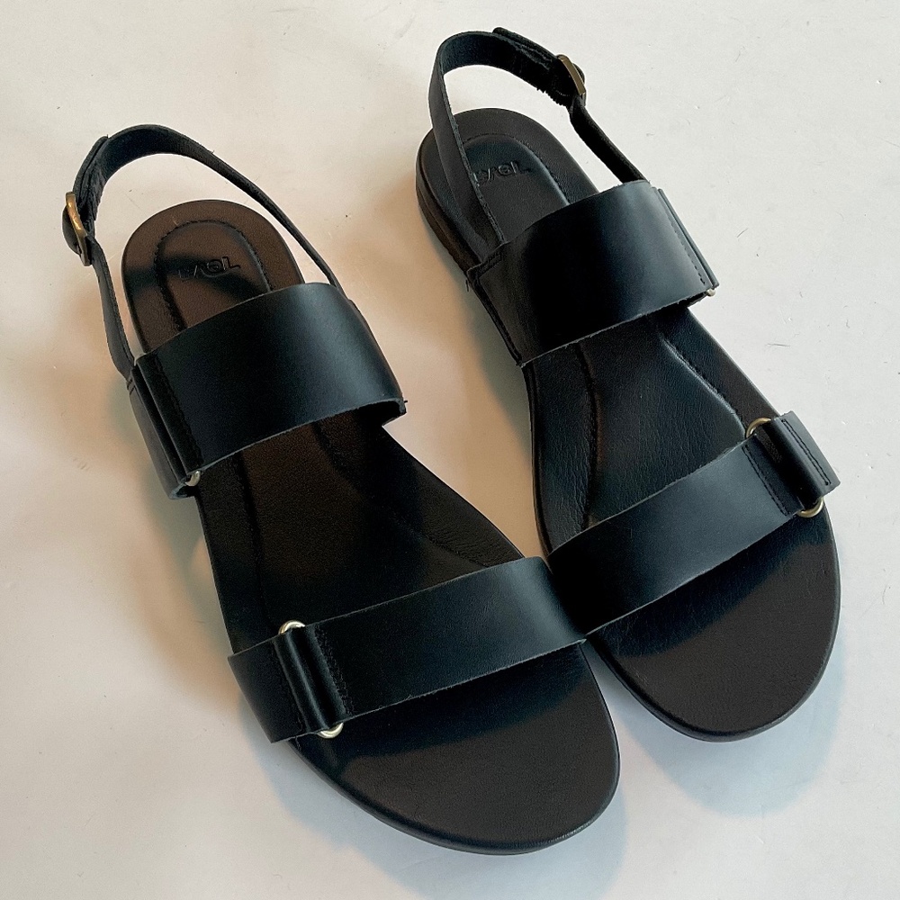 TEVA Avalina Black Leather Sandals Size 9.5 NEW
